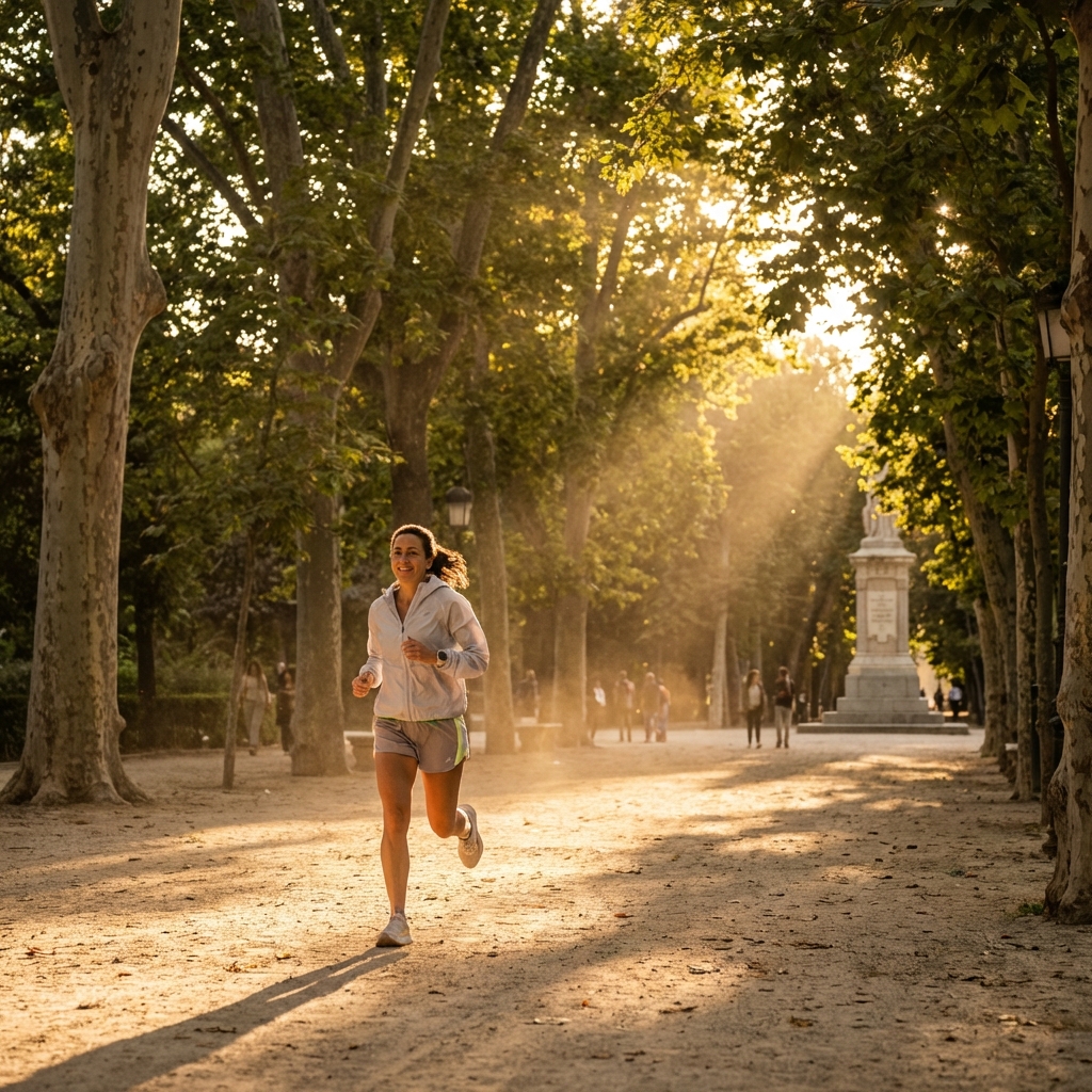 Corriendo en el parque El Retiro