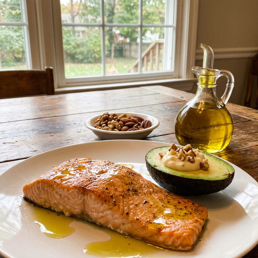 Keto Meal with Salmon and Avocado